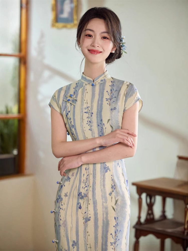 Beth and Brian Qipao - JN Summer collection, ramie midi Cheongsam