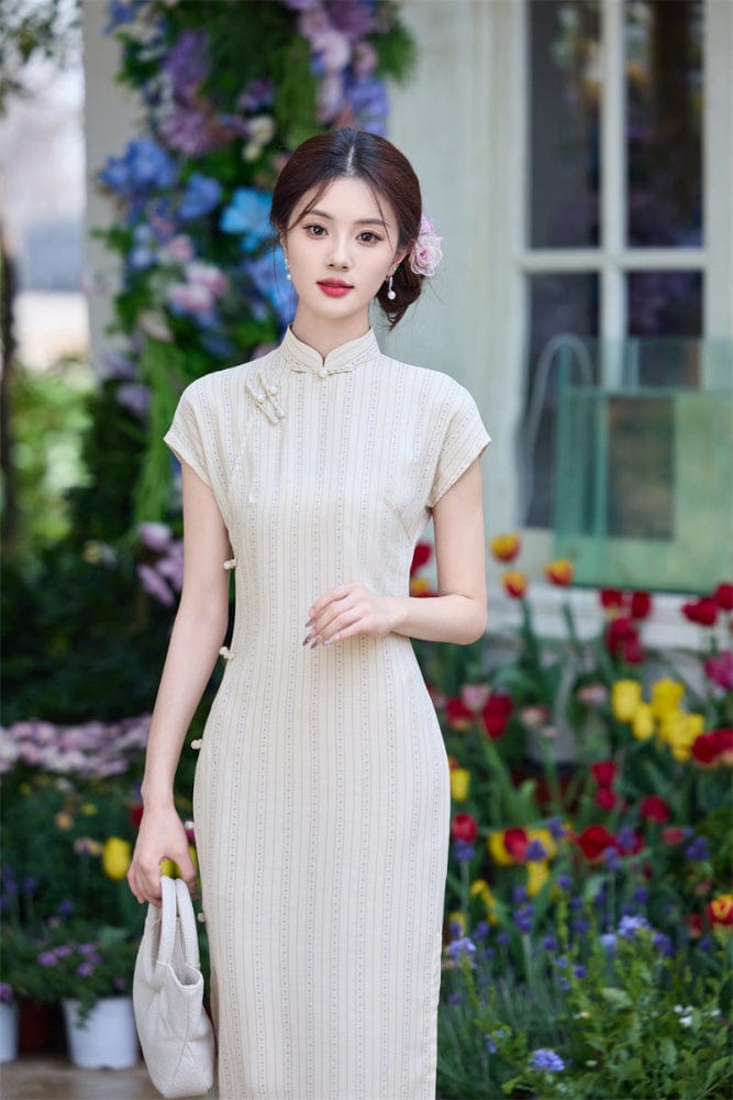 Beth and Brian Qipao - JN Summer collection, ramie midi Cheongsam