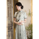 Beth and Brian Qipao-HY Bamboo pattern, green midi Ao dai