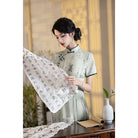 Beth and Brian Qipao-HY Bamboo pattern, green midi Ao dai