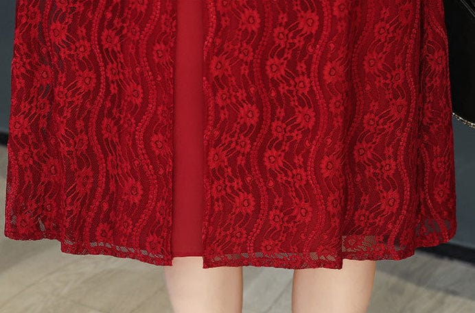 Beth and Brian Qipao-CJM Floral pattern, lace midi plus size Cheongsam