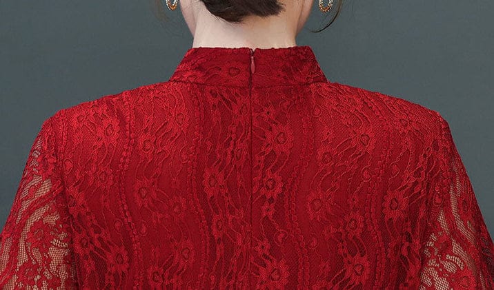 Beth and Brian Qipao-CJM Floral pattern, lace midi plus size Cheongsam