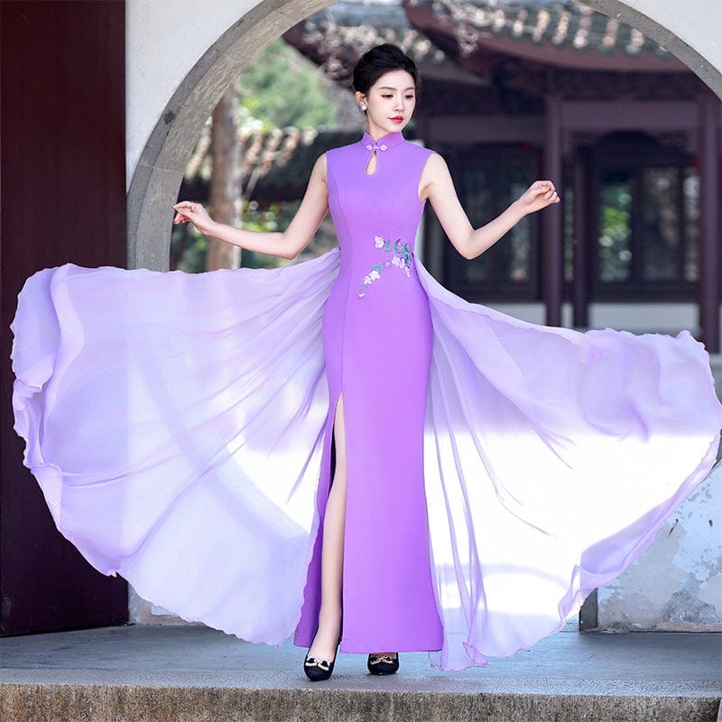 Beth and Brian Qipao-YD Sleeveless, long plus size Cheongsam for mothers