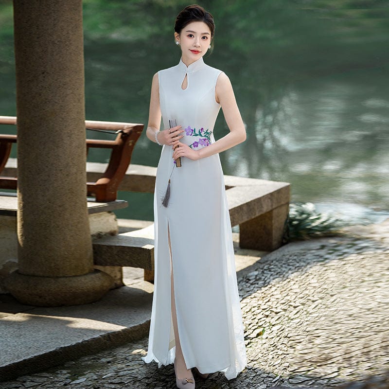 Beth and Brian Qipao-YD Sleeveless, long plus size Cheongsam for mothers