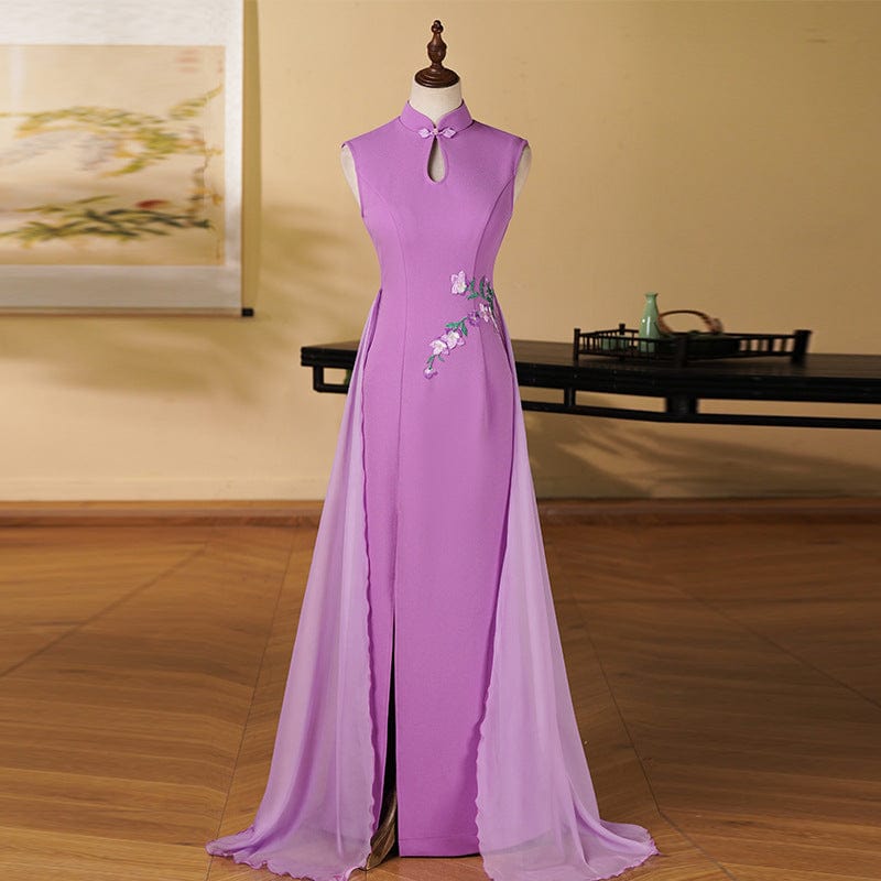 Beth and Brian Qipao-YD Sleeveless, long plus size Cheongsam for mothers