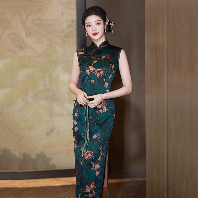 Beth and Brian Qipao-ZQYS Old Shanghai style, green long Cheongsam