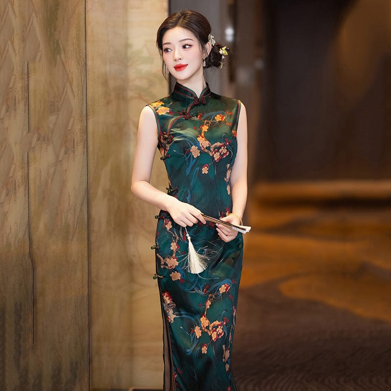 Beth and Brian Qipao-ZQYS Old Shanghai style, green long Cheongsam