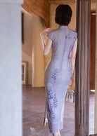 Beth and Brian Qipao-JLM Floral pattern, mesh fabric long Cheongsam