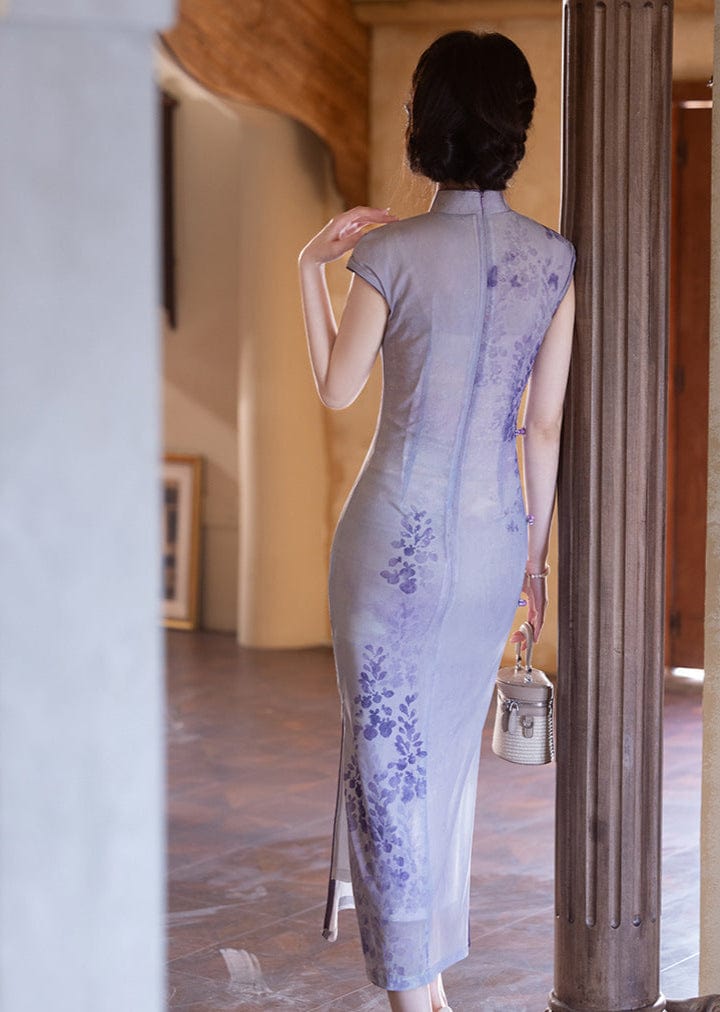 Beth and Brian Qipao-JLM Floral pattern, mesh fabric long Cheongsam