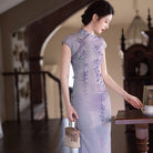 Beth and Brian Qipao-JLM Floral pattern, mesh fabric long Cheongsam