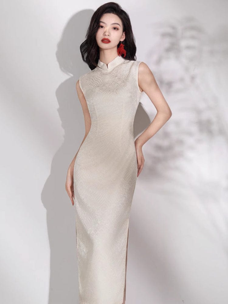 Beth and Brian Qipao-JN Acetate jacquard fabric, midi Cheongsam