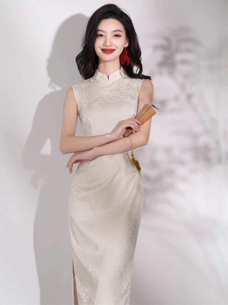 Beth and Brian Qipao-JN Acetate jacquard fabric, midi Cheongsam