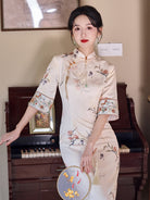 Beth and Brian Qipao-LSB Floral pattern, jacquard midi Cheongsam