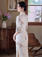 Beth and Brian Qipao-LSB Floral pattern, jacquard midi Cheongsam