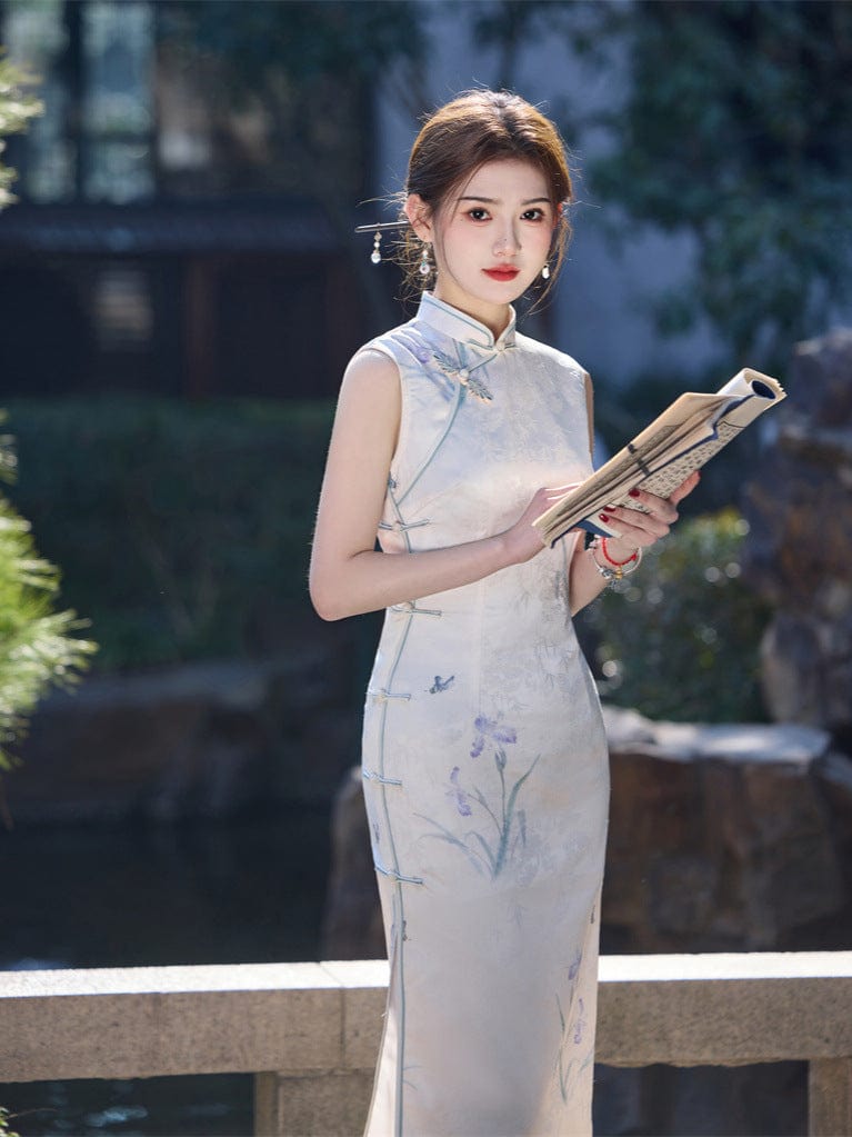 Beth and Brian Qipao - JN New Chinese style (新中式), light purple midi Cheongsam