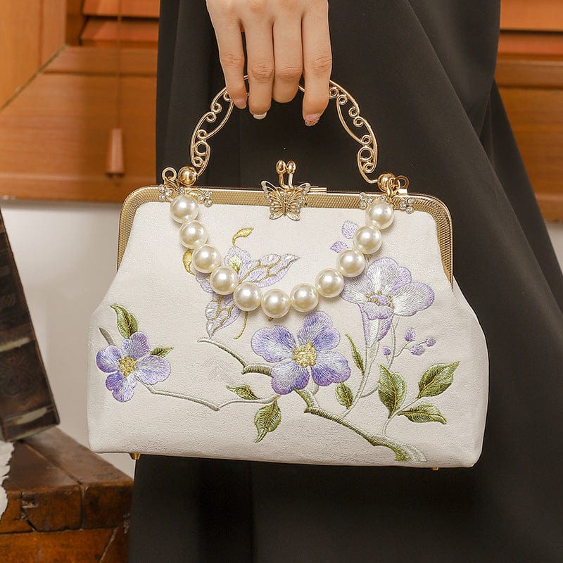 Beth and Brian Qipao-CY Hand-made, Floral and butterfly embroidery, hand-made Chinese Style Qipao bag
