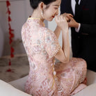Beth and Brian Qipao-XHZ Floral embroidery, wedding lace pink Cheongsam