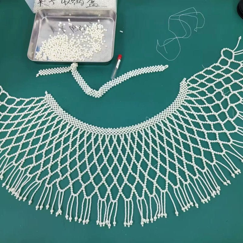 Beth and Brian Qipao-SYJ Hanfu Tassels & Pearl Cloud Shoulder, Pearl Qipao Shawl