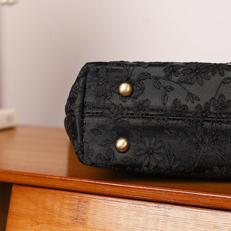 Beth and Brian Qipao-CY Hand-made, Crane embroidered Wooden Handle Chinese Style Tote Bag, Chinese style Qipao bag