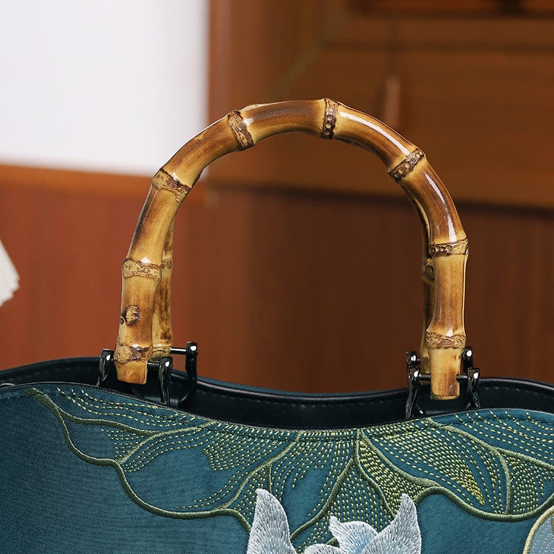 Beth and Brian Qipao-CY Hand-made, Embroidered Wooden Handle Chinese Style Tote Bag, Chinese style Qipao bag