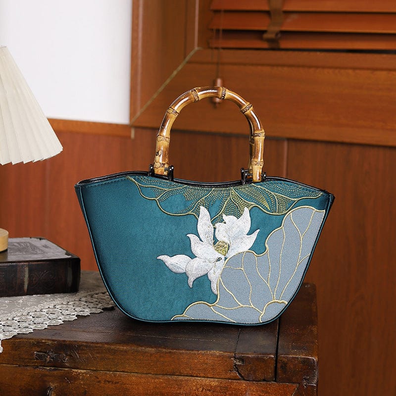 Beth and Brian Qipao-CY Hand-made, Embroidered Wooden Handle Chinese Style Tote Bag, Chinese style Qipao bag