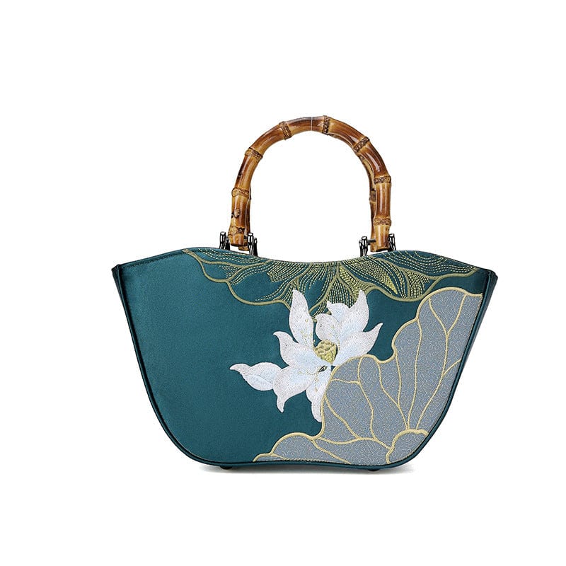 Beth and Brian Qipao-CY Hand-made, Embroidered Wooden Handle Chinese Style Tote Bag, Chinese style Qipao bag