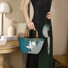 Beth and Brian Qipao-CY Hand-made, Embroidered Wooden Handle Chinese Style Tote Bag, Chinese style Qipao bag