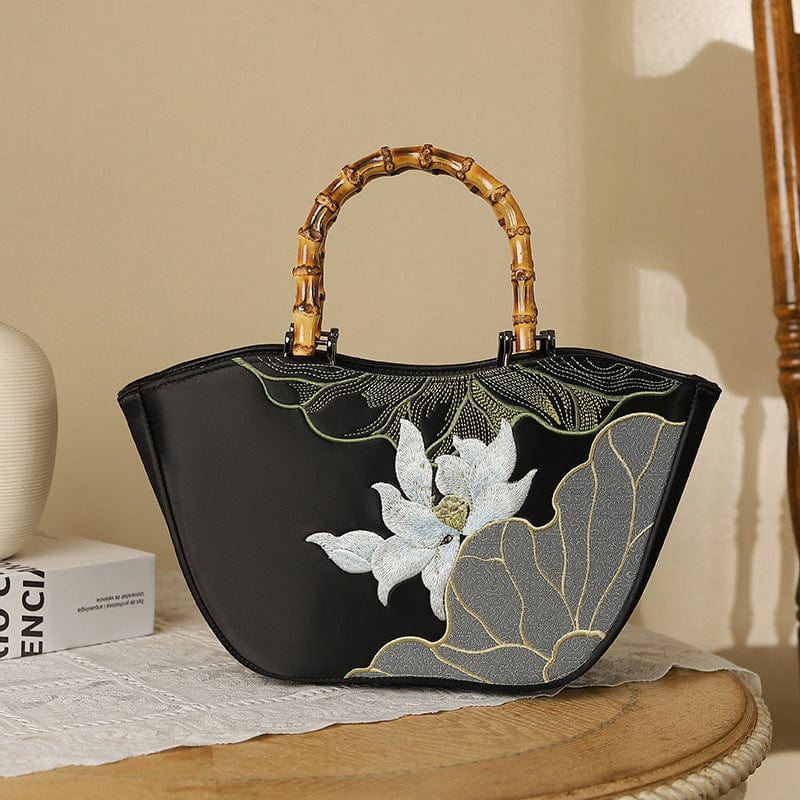 Beth and Brian Qipao-CY Hand-made, Embroidered Wooden Handle Chinese Style Tote Bag, Chinese style Qipao bag