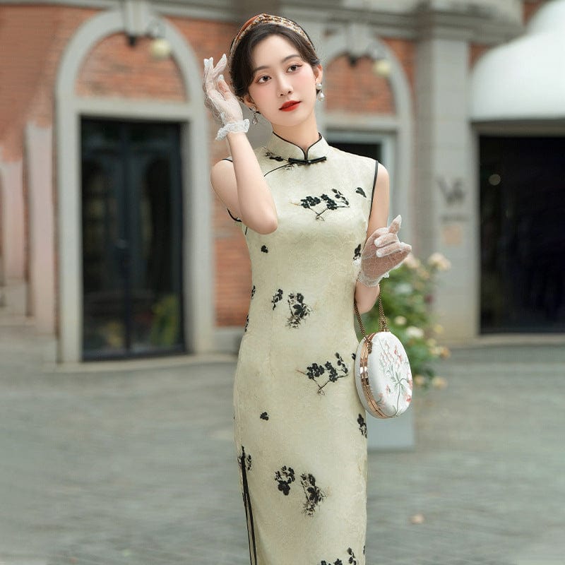 Beth and Brian Qipao-TP Old Shanghai style, floral pattern midi Cheongsam