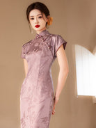 Beth and Brian Qipao-YG Floral pattern, jacquard midi Cheongsam