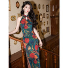 Beth and Brian Qipao-YS New Chinese style(新中式), sleeveless green midi Cheongsam