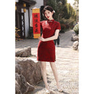 Beth and Brian Qipao-XWC Floral pattern, cotton&linen short Cheongsam