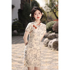 Beth and Brian Qipao-XWC Floral pattern, cotton&linen short Cheongsam