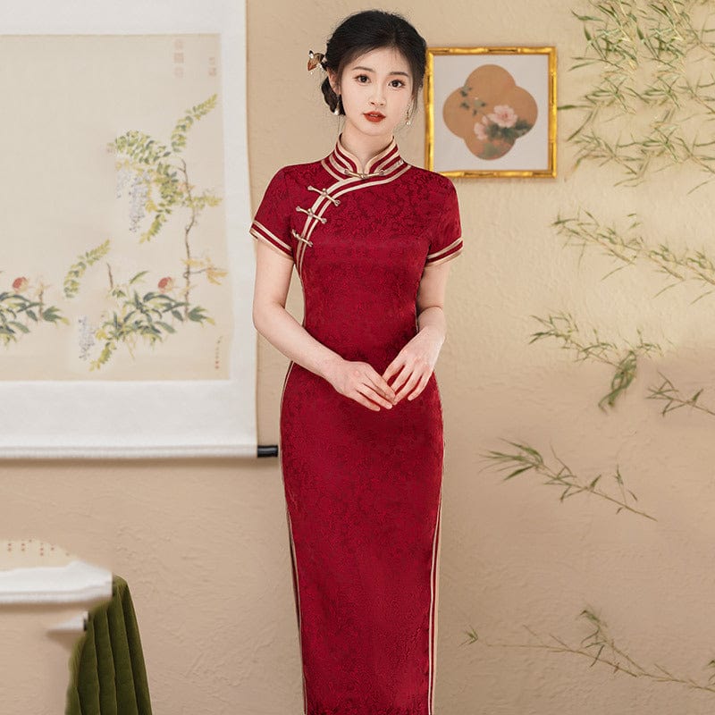 Beth and Brian Qipao-ZQYS Floral pattern, jacquard wedding midi Cheongsam