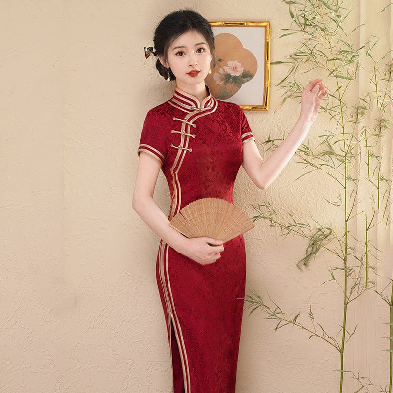 Beth and Brian Qipao-ZQYS Floral pattern, jacquard wedding midi Cheongsam