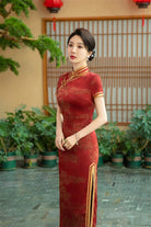 Beth and Brian Qipao-SYK Old Shanghai style, long Cheongsam with short sleeves