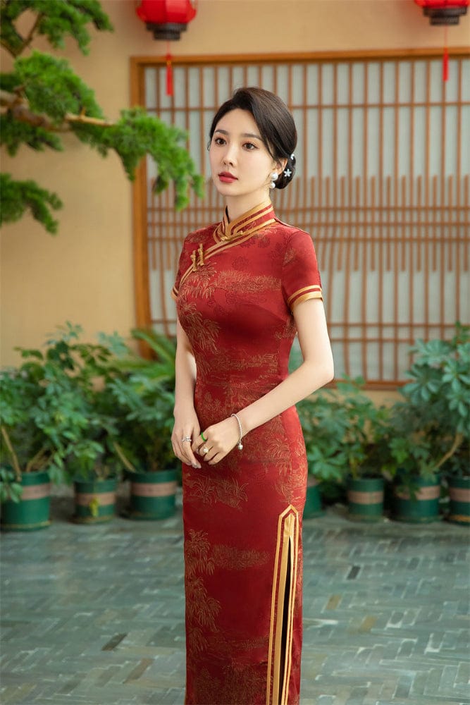 Beth and Brian Qipao-SYK Old Shanghai style, long Cheongsam with short sleeves