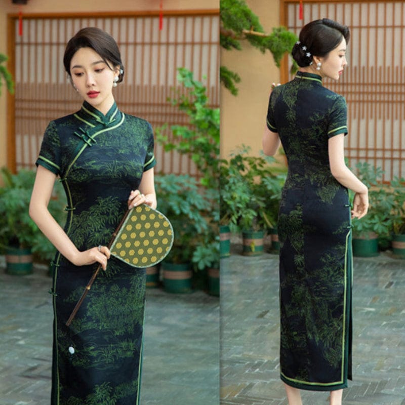 Beth and Brian Qipao-SYK Old Shanghai style, long Cheongsam with short sleeves