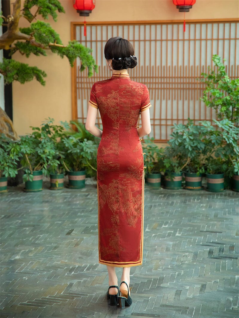 Beth and Brian Qipao-SYK Old Shanghai style, long Cheongsam with short sleeves