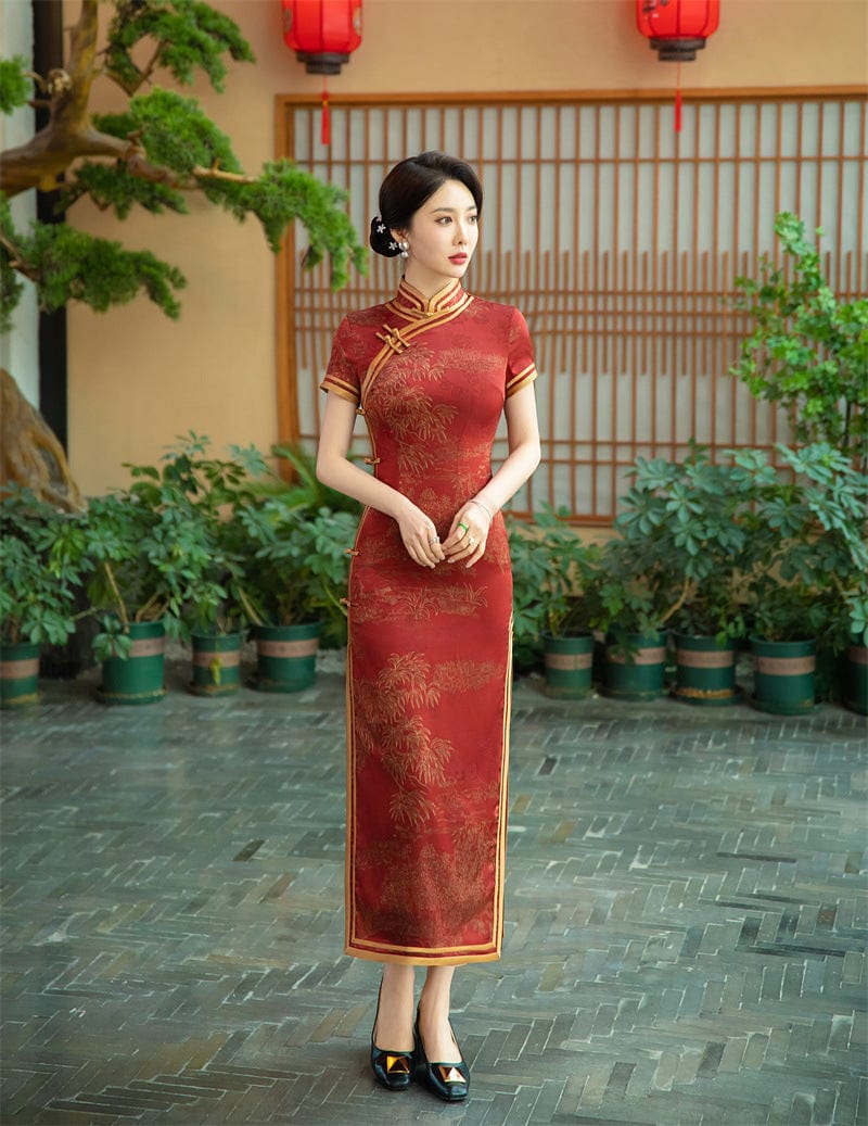 Beth and Brian Qipao-SYK Old Shanghai style, long Cheongsam with short sleeves