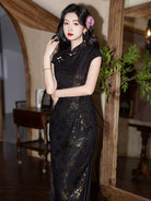 Beth and Brian Qipao-YG Floral pattern, lace mid-length Cheongsam