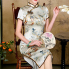 Beth and Brian Qipao-QHJS 19 mome mulberry silk, high-end, thousand Miles of Mountains midi Cheongsam