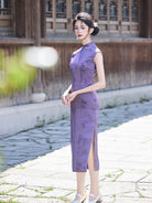 Beth and Brian Qipao-LSB Summer collection, jacquard satin, midi Cheongsam