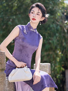 Beth and Brian Qipao-LSB Summer collection, jacquard satin, midi Cheongsam