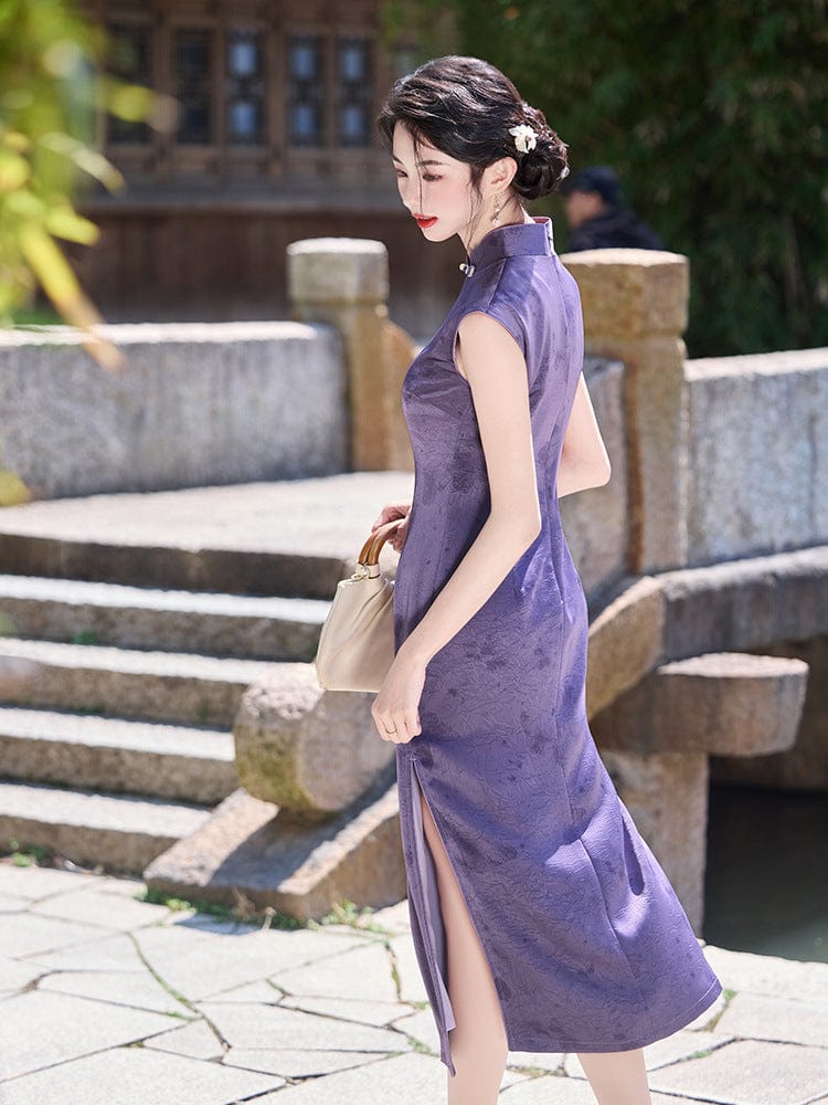 Beth and Brian Qipao-LSB Summer collection, jacquard satin, midi Cheongsam