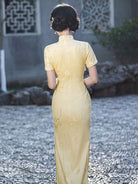 Beth and Brian Qipao-LSB Summer collection, jacquard fabric, yellow midi Cheongsam