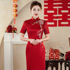 Beth and Brian Qipao-YSD Plus size, high end, red&purple midi Cheongsam for mothers