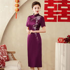 Beth and Brian Qipao-YSD Plus size, high end, red&purple midi Cheongsam for mothers