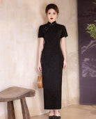 Beth and Brian Qipao-YG Floral pattern, jacquard and knitting, midi Cheongsam