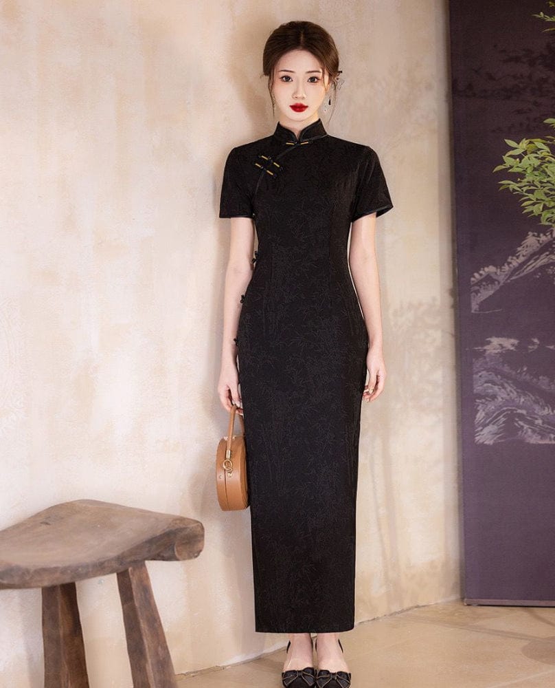 Beth and Brian Qipao-YG Floral pattern, jacquard and knitting, midi Cheongsam